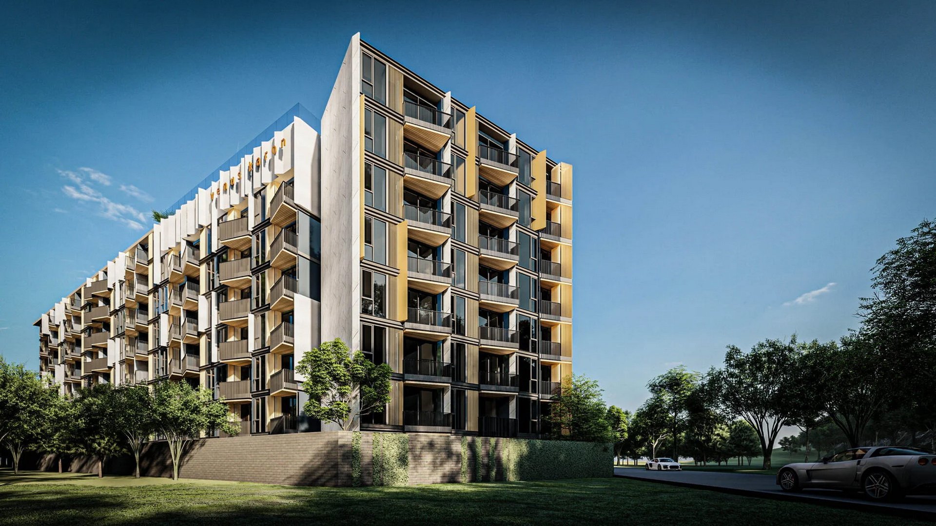 VIP Venus Karon — боковой фасад с ритмом балконов