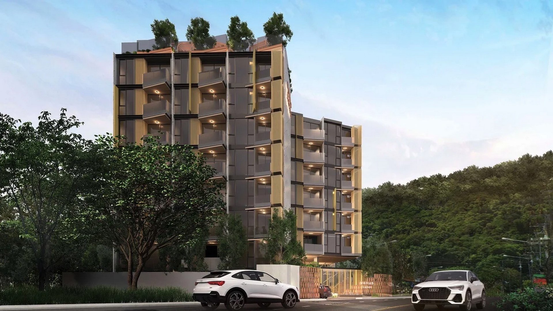 VIP Venus Karon — общий вид здания с озеленённой кровлей