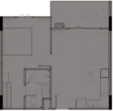 The Title Legendary планировка 1 спальня 52 м²
